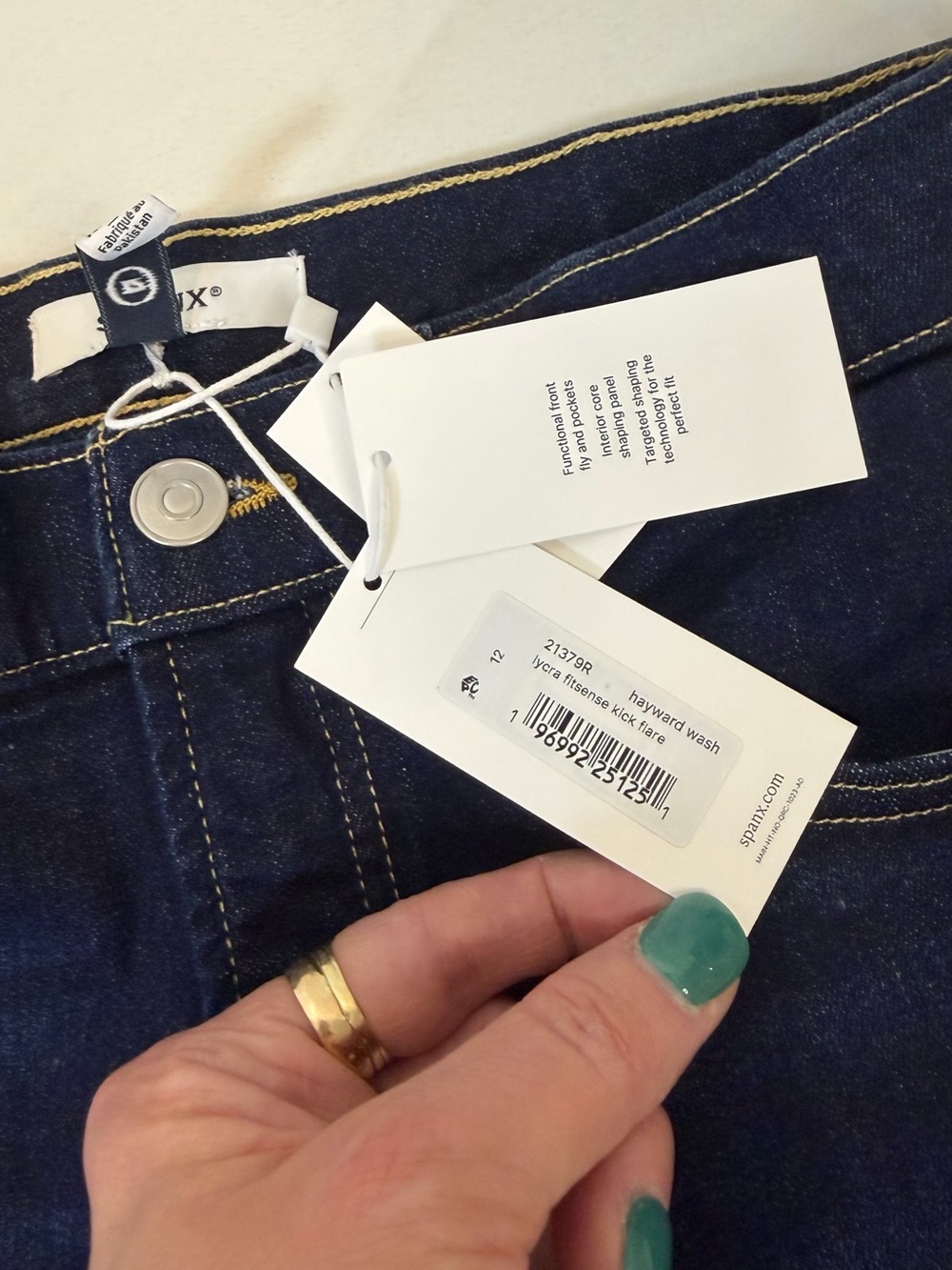 SPANX Women's Straight Leg Jeans in Dark Blue Denim - Picture 6 of 11